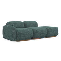 3-SITZER SOFA Rechts Strukturstoff Stoff Blau - Blau/Blaugrau, Holz/Textil (258/73/95cm) - Makamii