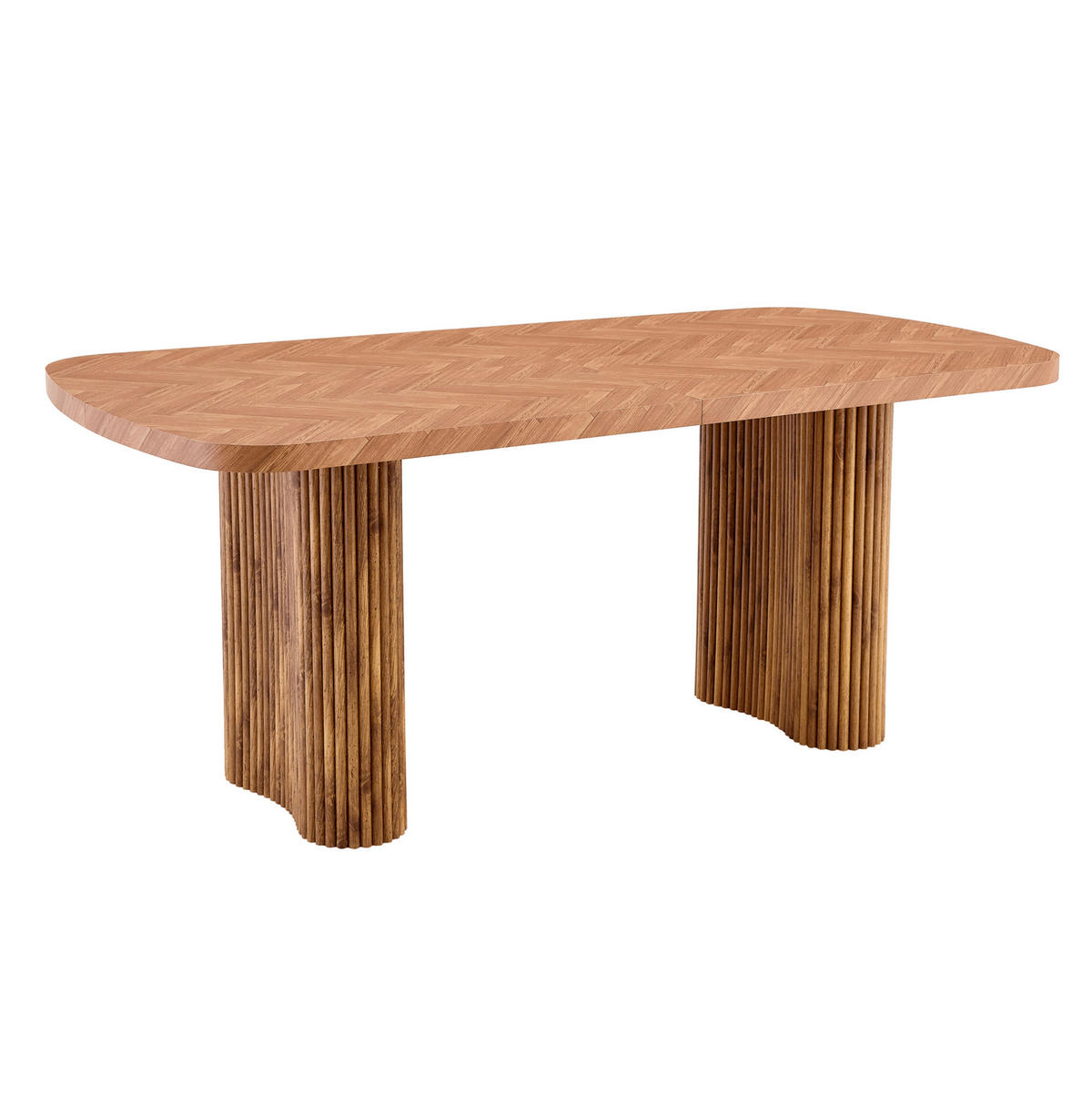 ESSTISCH 180/90 cm aus MDF mit bogenförmigem Säulengestell und vielseitiger Nutzung, Walnussfarben - Braun, Holzwerkstoff (180/90/76cm) - Redom