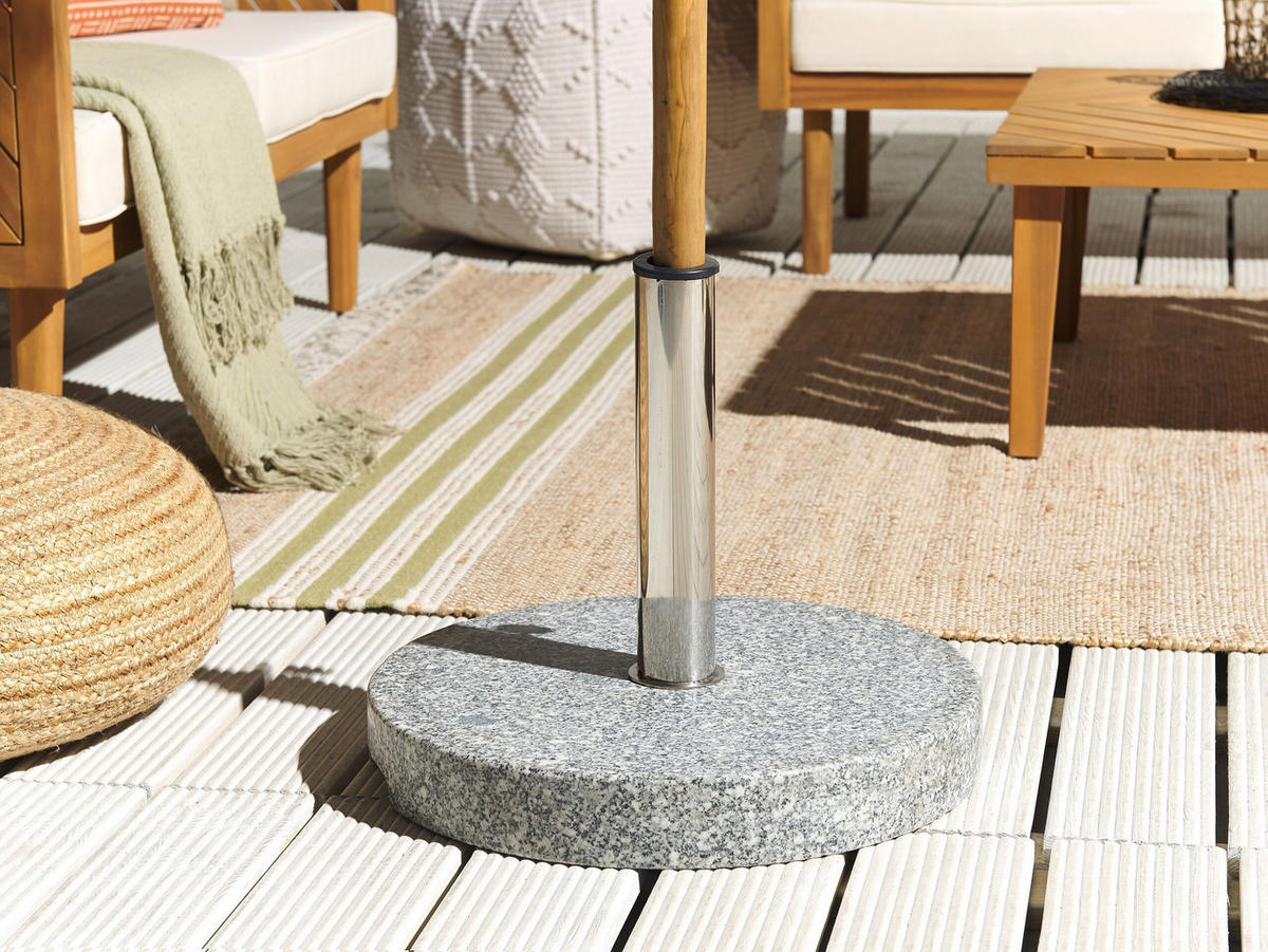 SONNENSCHIRMSTÄNDER Granit/Edelstahl grau 45 cm Ceggia - Silberfarben/Grau, Stein (45/45cm) - Beliani