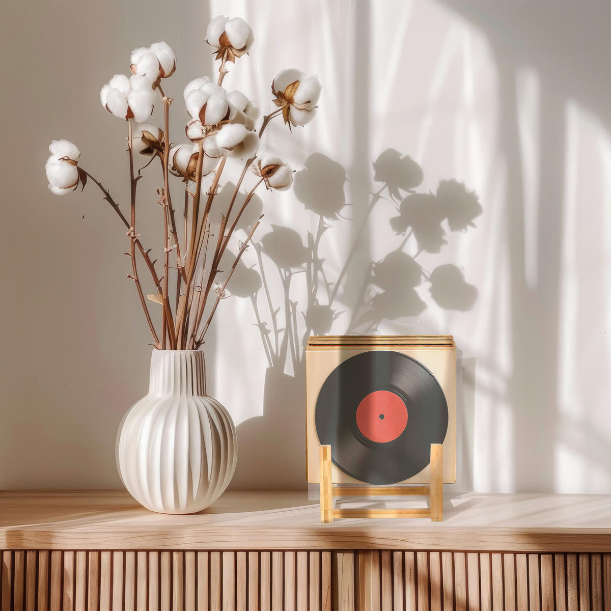SCHALLPLATTENSTÄNDER - Multicolor, Holz/Kunststoff (37.5/21/19cm) - Relaxdays