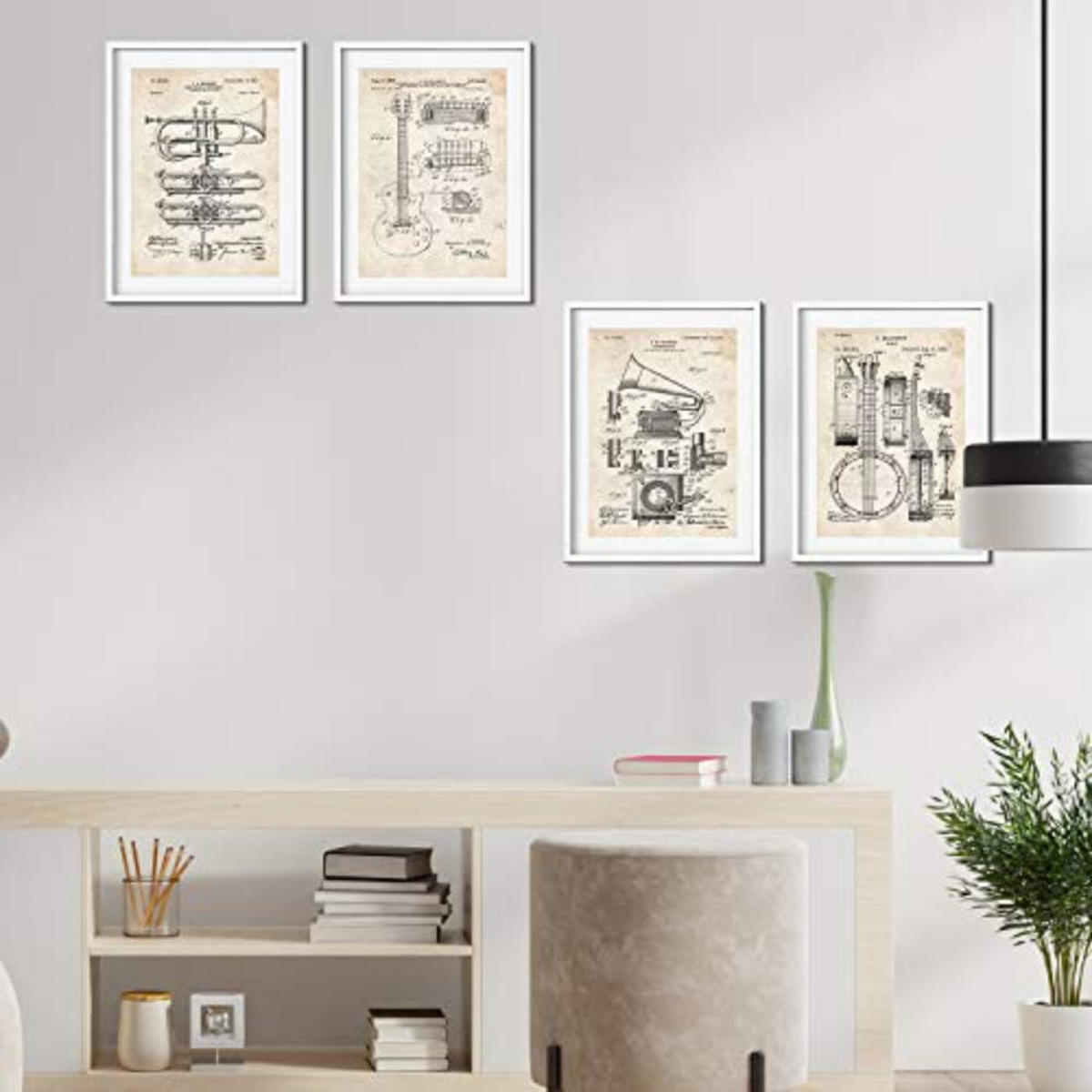 POSTER Set mit 4 Jahrgang MusikPatenten A4 Rahmenlos - Klar, Papier (29.7/3cm) - Nacnic