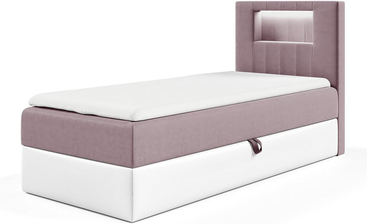 KINDERBETT GARETH 1 - Lila/Weiß, Holzwerkstoff (82/212cm) - Meblini