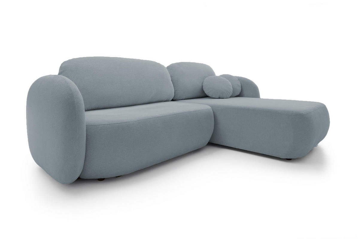 ECKSOFA OLIO L-Form Schlaffunktion mit Bettkasten, lose Rückenkissen, freistehend, RECHTS 248x174 cm Dark grey - Blaugrau, Holz/Textil (248/174cm) - DomoHome