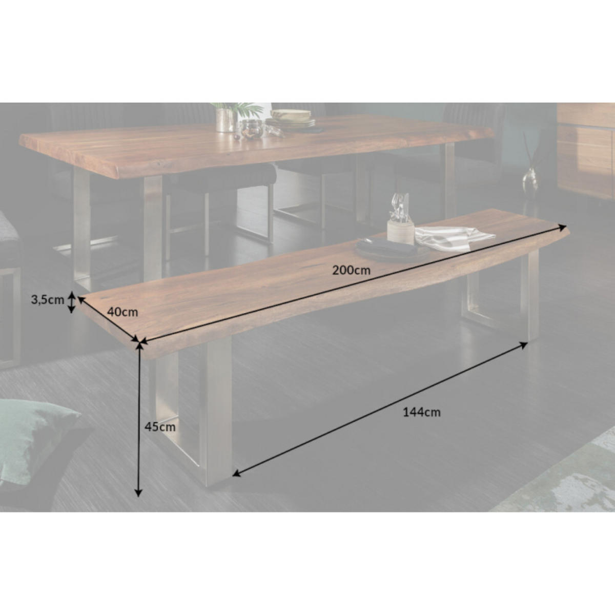 BANK MAMMUT NATURE Akazie Natur 200cm - Braun, Holz (200/45/40cm) - riess-ambiente