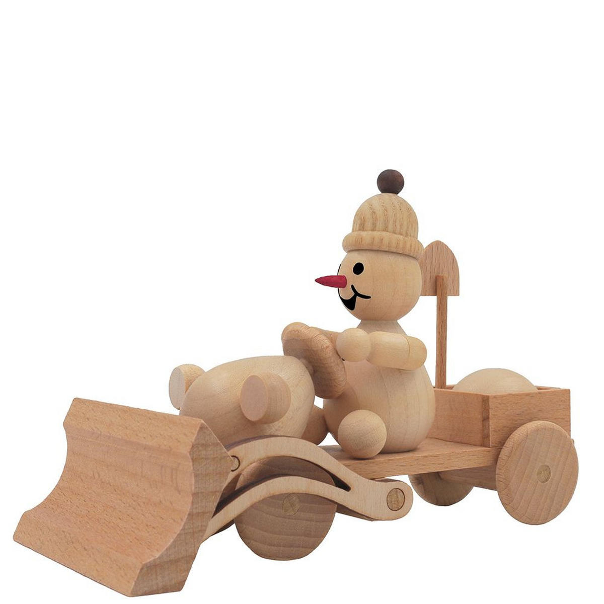 HOLZFIGUR Schneemann Junior mit Schneepflug 9 cm - Multicolor, Holz (15/1/0.1cm)