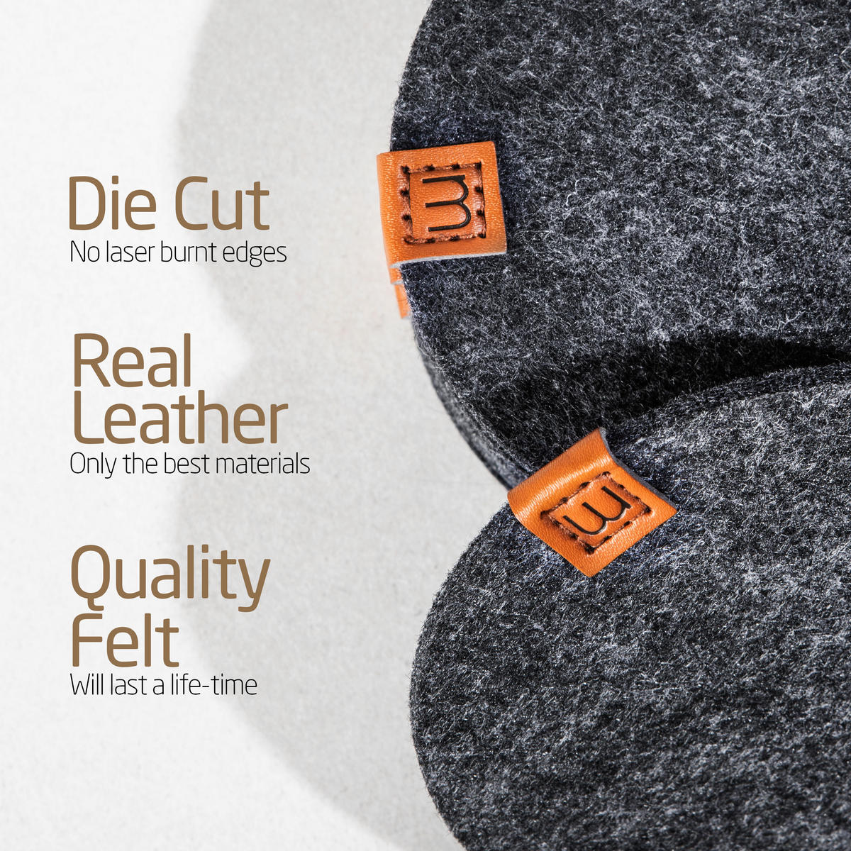 GLASUNTERSETZER mit Lederlabel 10er-Set - Dunkelgrau, Textil (10/10cm) - Miqio Design