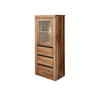 VITRINE Wild-/Zerreiche 62x42x150 natur geölt MONTREUX #122 - Braun, Holz (62/150/42cm) - Massivmoebel24