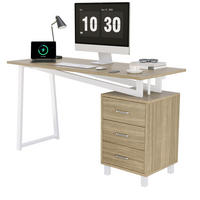 SCHREIBTISCH in Naturfarbe Bürotisch mit Schubladenschienen, 130/55/75cm - Weiß/Naturfarben, Holzwerkstoff/Metall (55/130/75cm) - STILVORA
