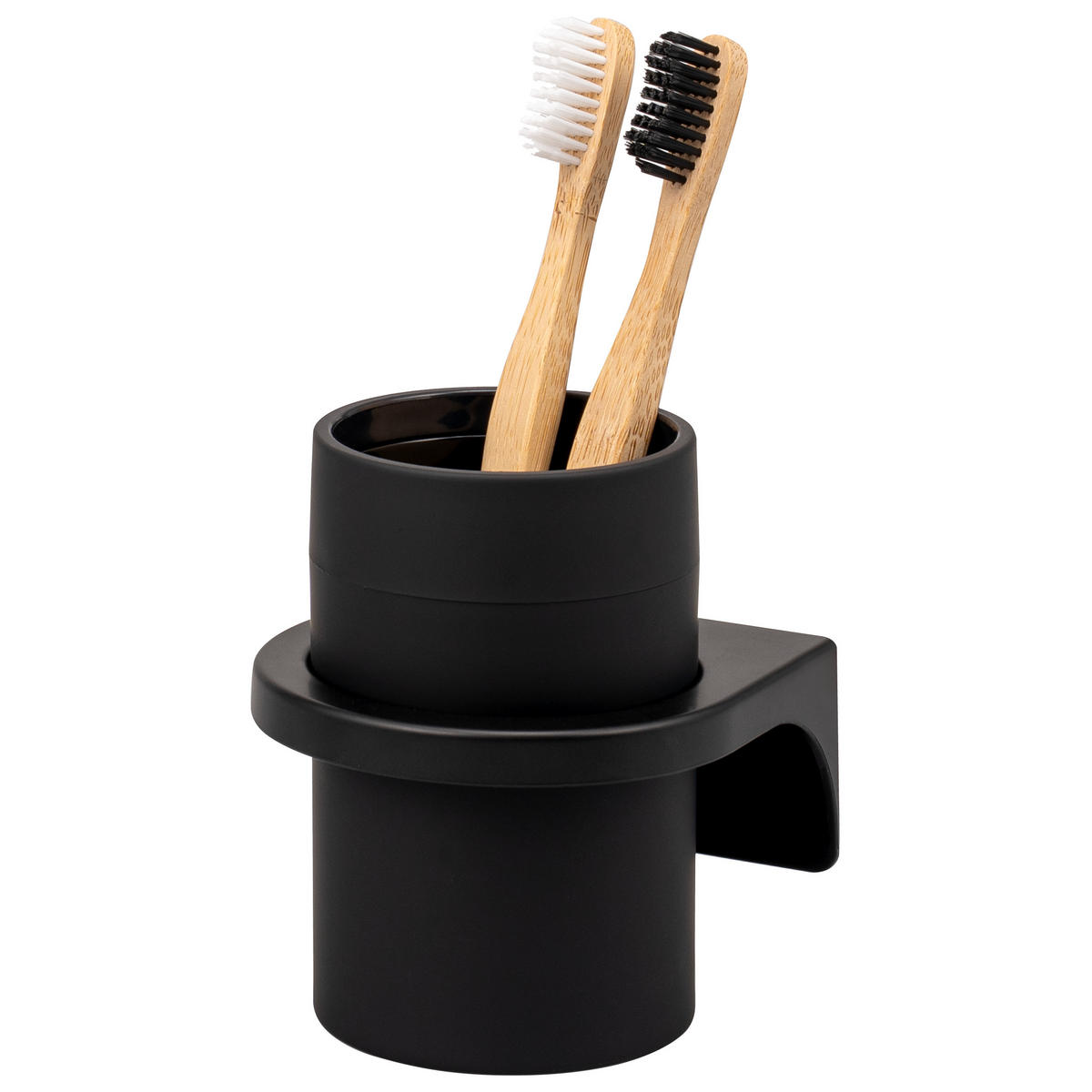 ZAHNPUTZBECHER SAVONA Softtouch, schwarz, rund - Schwarz, Kunststoff (9/11/9.5cm) - bremermann