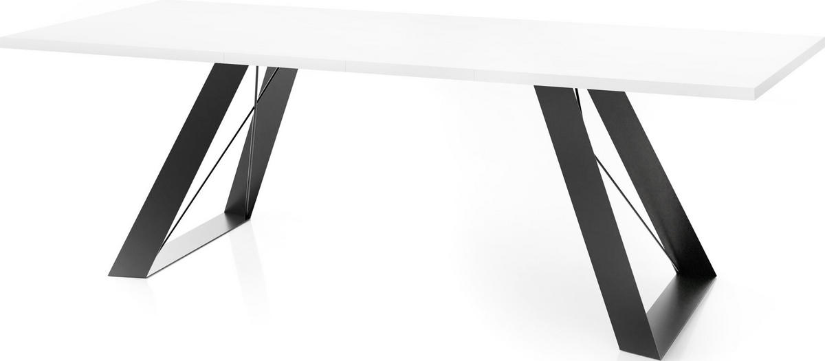ESSTISCH Colter rechteckig ausziehbar, Weiß 160-260/90/76 cm - Schwarz/Weiß, Holzwerkstoff/Metall (90/260/76cm) - WFL GROUP
