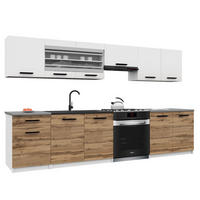 KÜCHENZEILE Italia 4 260 cm, mit Arbeitsplatten, Weiß-Goldbraun - Weiß/Braun, Holz (260/143/60cm) - B BELINI GROUP