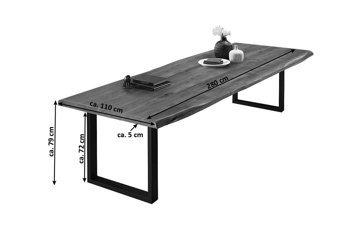 ESSTISCH VALIN - Schwarz/Braun, Holz/Metall (110/280/79cm) - SAM