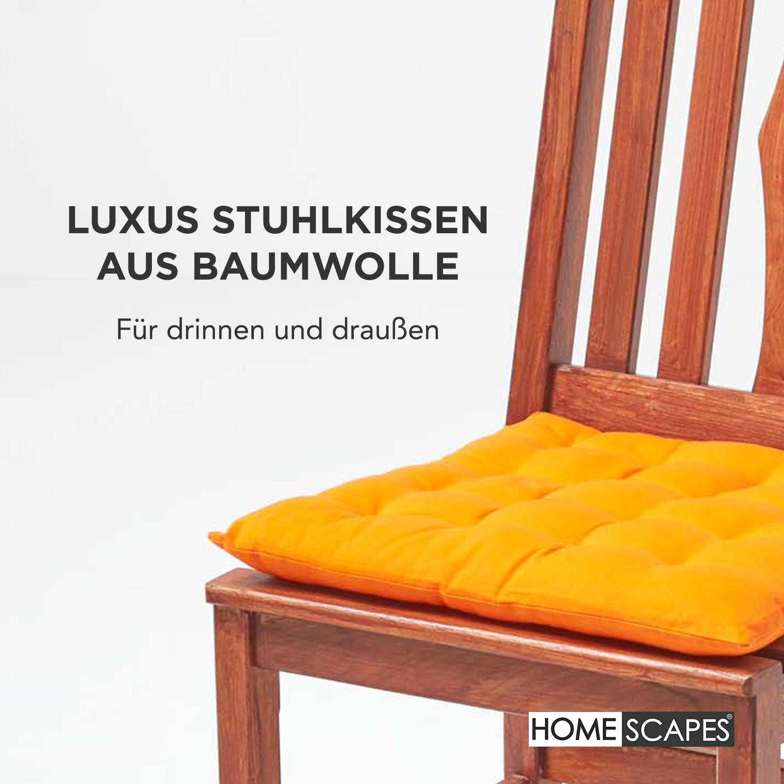 STUHLKISSEN 4er-Set orange 40/40/6,5 cm - Orange, Textil (40/40/6.5cm) - Homescapes