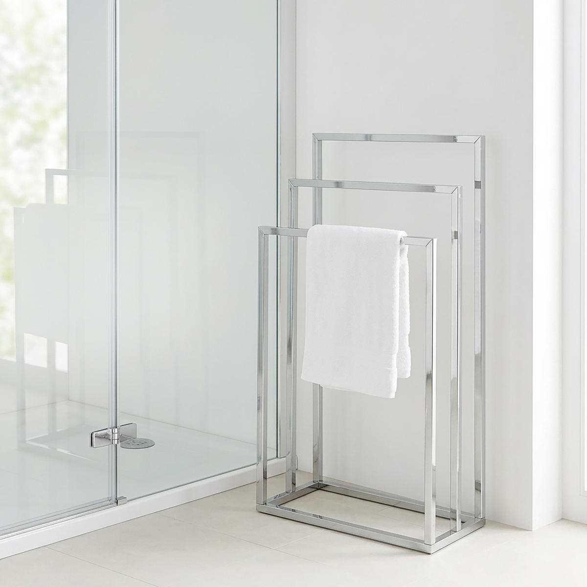 HANDTUCHSTÄNDER Silber verchromter Stahl 3-armig - Silberfarben, Metall (46/82/21cm) - Relaxdays