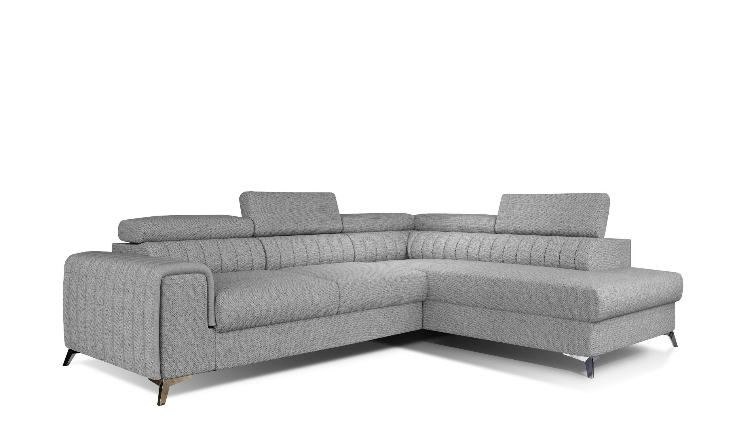 ECKSOFA - OLIVIER (Rechts, Hellasche) - Silberfarben/Hellgrau, Textil (275/205cm) - Möblo
