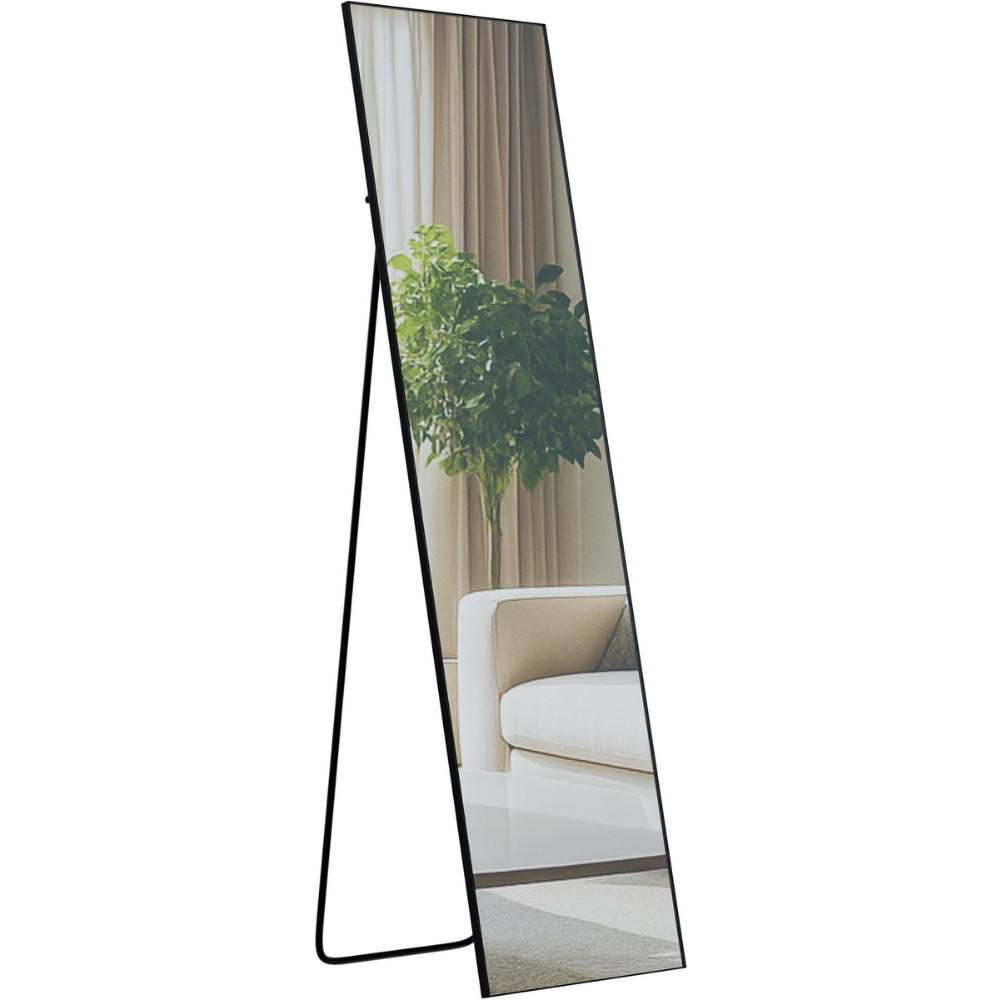 STANDSPIEGEL Krakow Glas Schwarz-matt Ganzkörperspiegel - Schwarz, Glas (40/140/3cm) - DELUKE