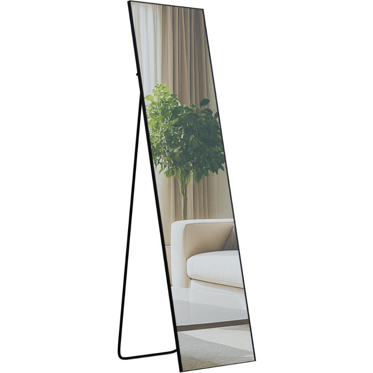 STANDSPIEGEL Krakow Glas Schwarz-matt Ganzkörperspiegel - Schwarz, Glas (40/140/3cm) - DELUKE