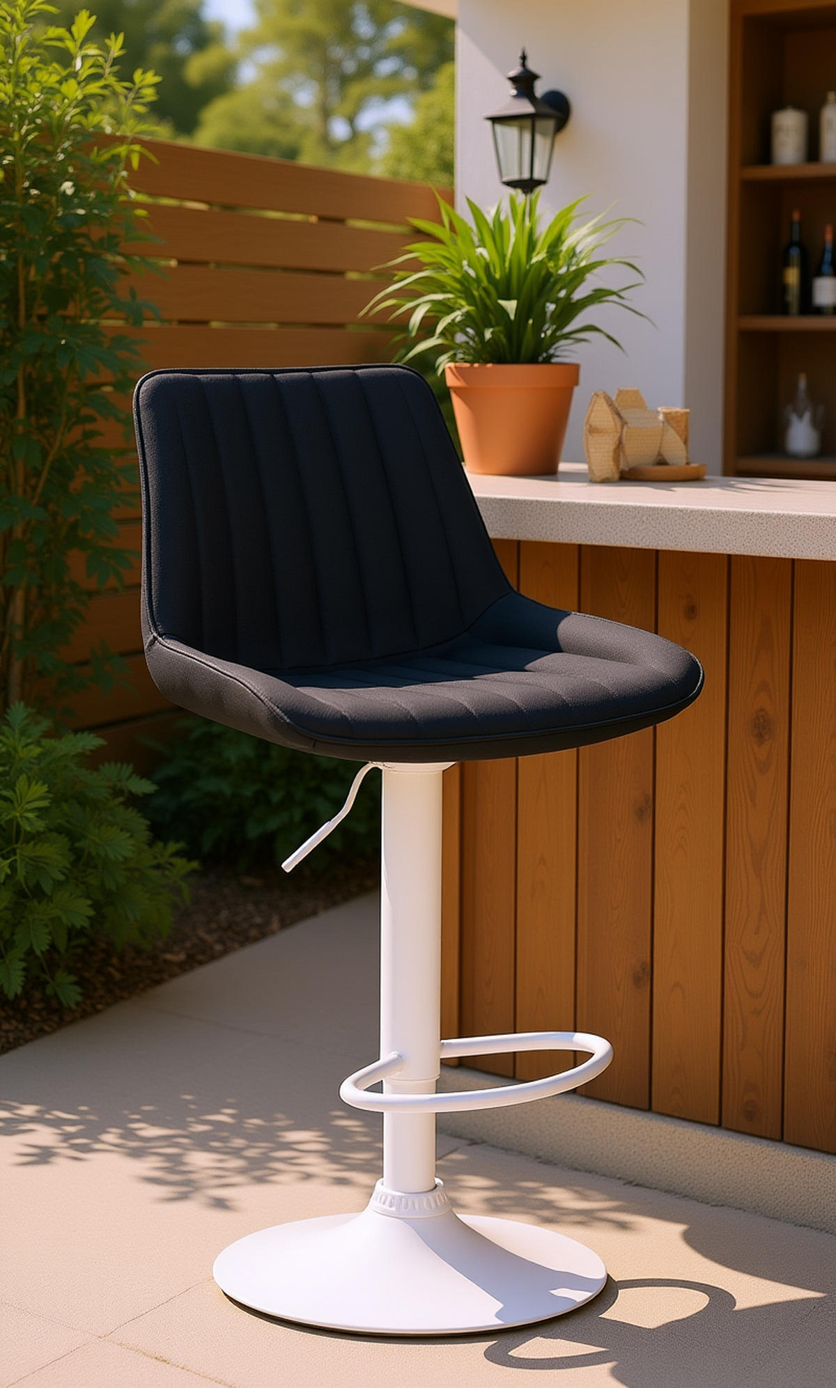 BARHOCKER Tolor Stoff weiß schwarz - Schwarz/Weiß, Textil/Metall (49.5/112/50cm) - TPFLiving
