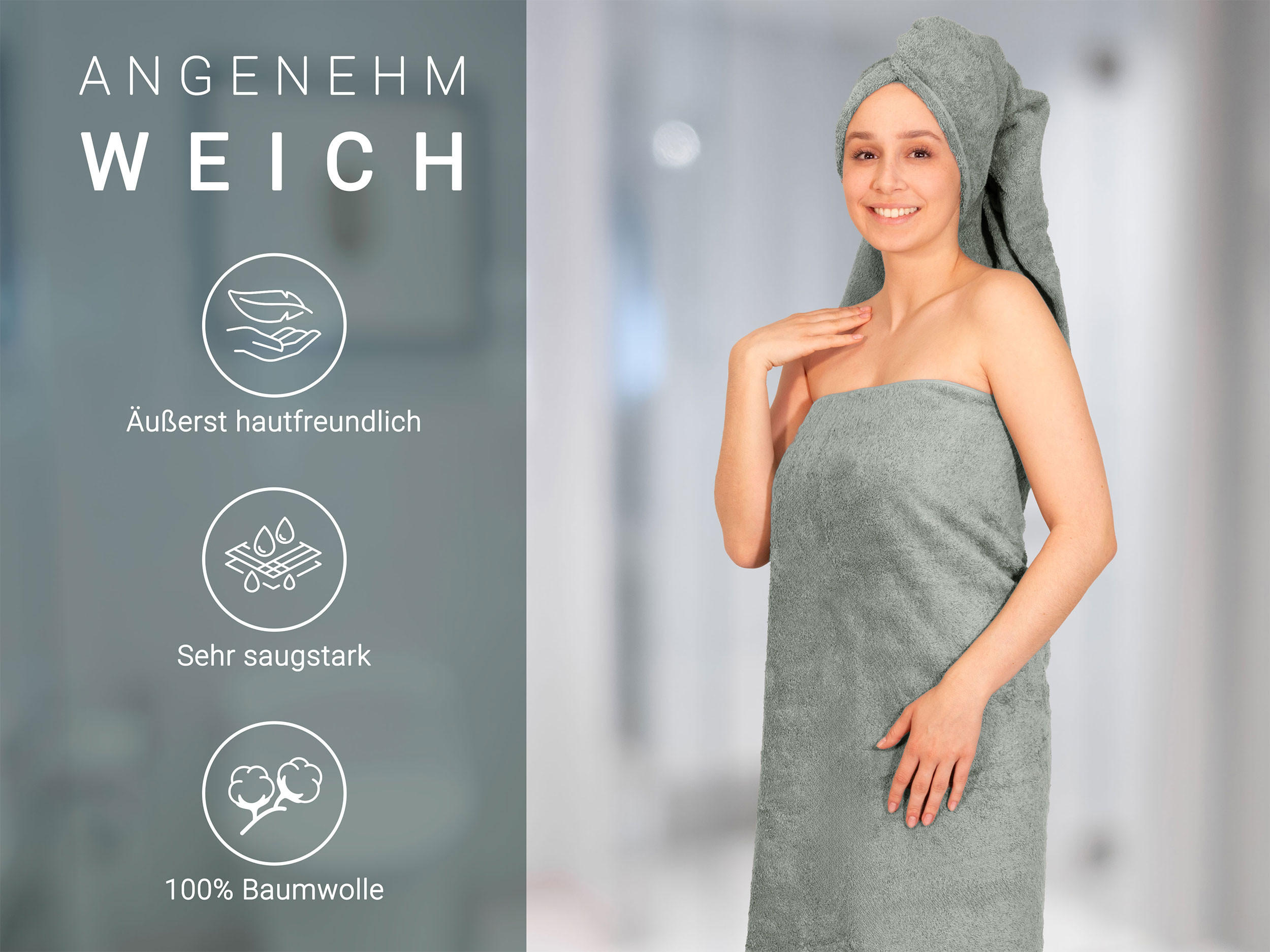 BADETUCH, 2er-Set, 100x150 cm, 100% Baumwolle, Grau - Hellgrau, Textil (100/150cm) - Zollner