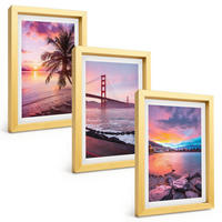BILDER SET 3er Set - 20x30 cm Goldrahmen - Sonnenuntergangsbrücke Landschaft - Goldfarben, Kunststoff (20/30cm) - TULUP