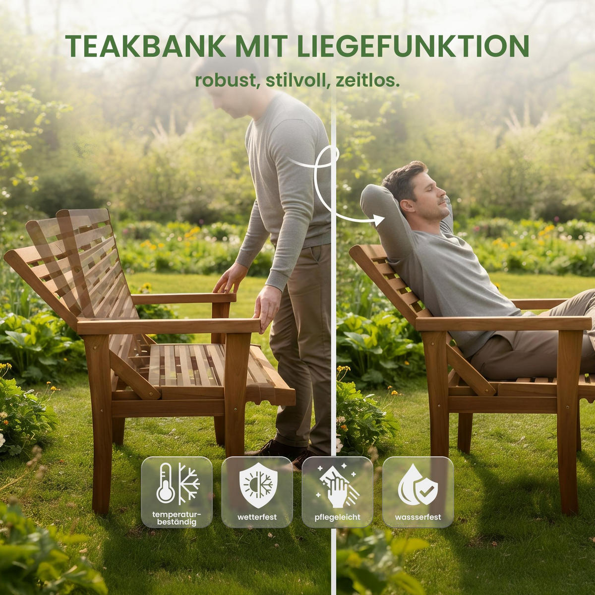 GARTENBANK 200/78 cm Holz Teak - Teakfarben, Holz (200/111/78cm) - CLP