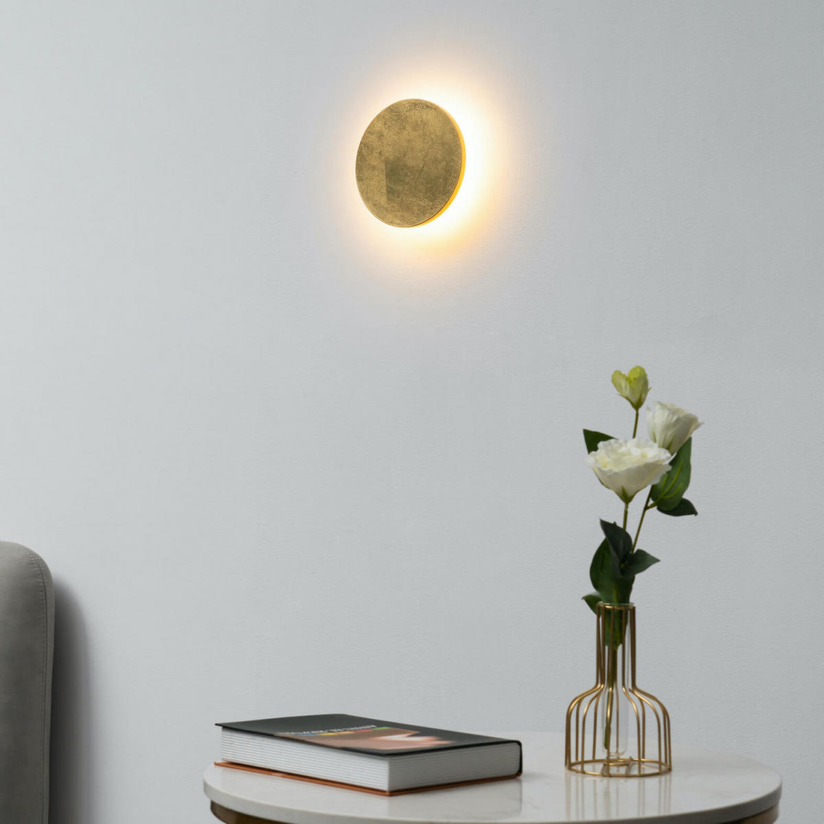 WANDLEUCHTE Lunar, Gold, 14cm - Goldfarben, Metall (14/14/3cm) - KOSILUM