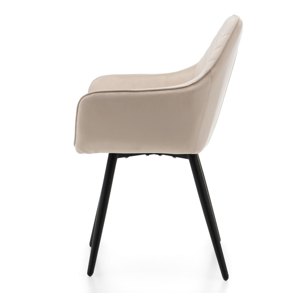 STUHL VASTO gepolstert mit Steppung - beige - Samt Velours - Ecru/Beige, Textil/Metall (58/87/60cm) - NEW HOME