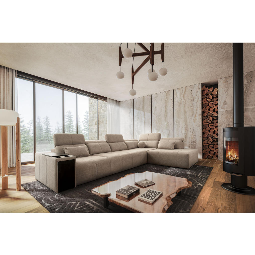 Thumbnail - Kaiser Möbel Ecksofa, Creme, Textil, 4-Sitzer, L-Form, Ottomane links, Ottomane rechts,L-Form, 350x230 cm, Wohnzimmer, S...