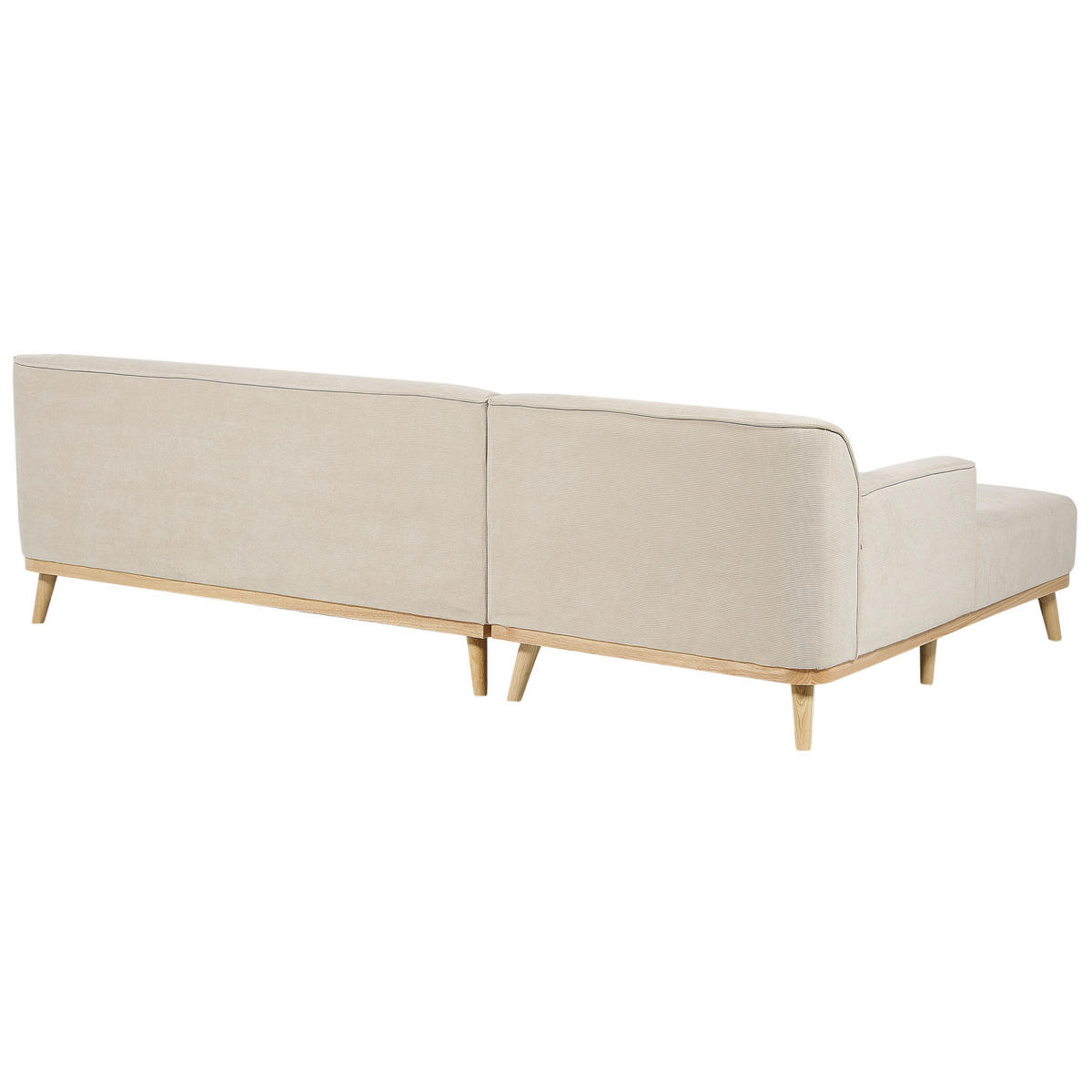 3-SITZER-ECKSOFA Cord hellbeige linksseitig Simos - Hellbraun/Beige, Textil (264/159cm) - Beliani
