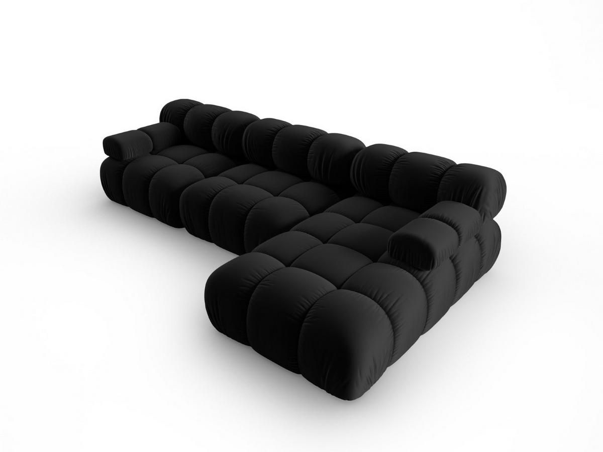 MODULARES-ECKSOFA rechts Bellis aus Samt schwarz 4 Sitzplätze - Schwarz, Textil (122/285cm) - Micadoni