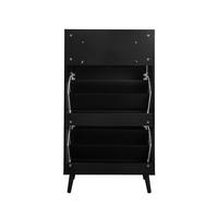 SCHUHSCHRANK in Schwarz Schuhkommode mit 2 Türen, 1 Schublade und doppelt Regal für Flur, B60/T24/H110cm - Schwarz, Holzwerkstoff (60/110/24cm) - STILVORA