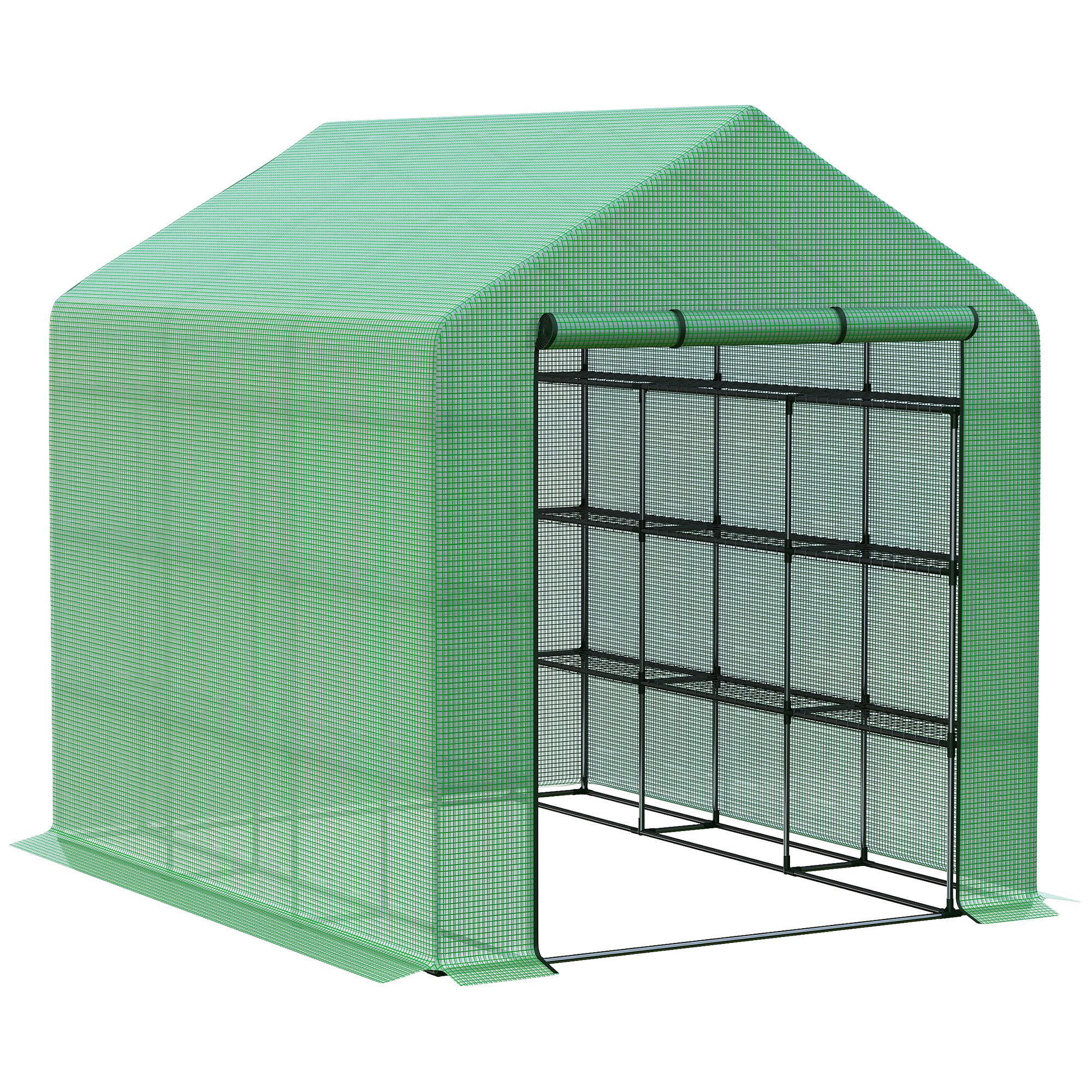 FOLIENGEWÄCHSHAUS, Grün, PE, Stahl - Grün, Kunststoff (180/210/244cm) - Outsunny