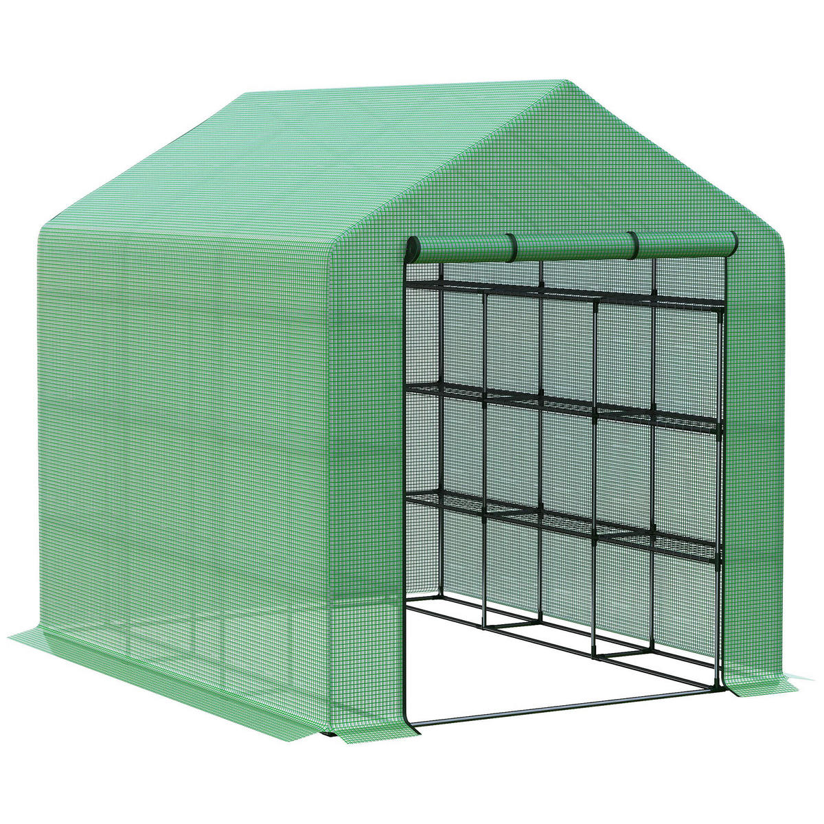 FOLIENGEWÄCHSHAUS, Grün, PE, Stahl - Grün, Kunststoff (180/210/244cm) - Outsunny