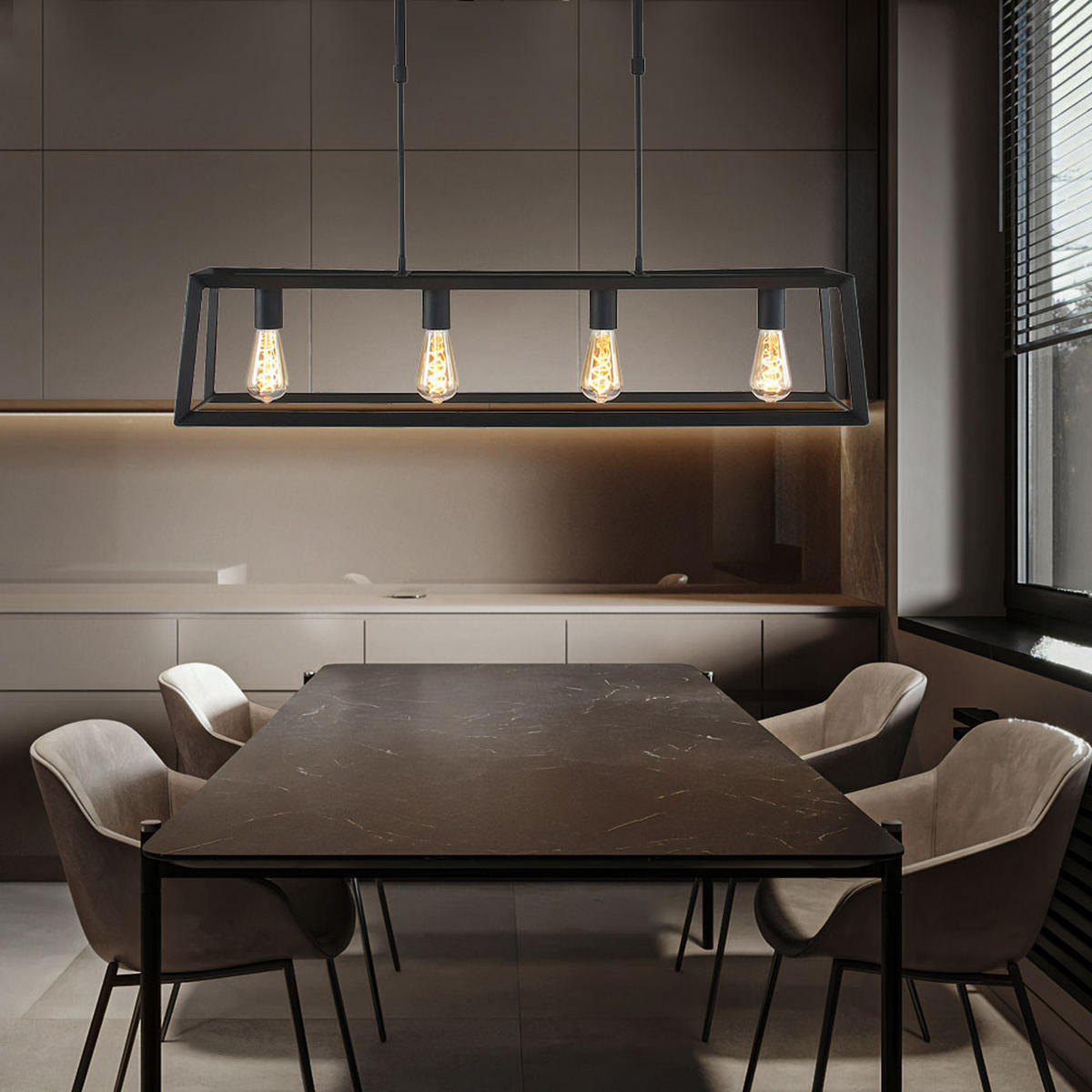 HÄNGELEUCHTE Buckley Metall Schwarz - Schwarz, Metall (100/20/130cm)