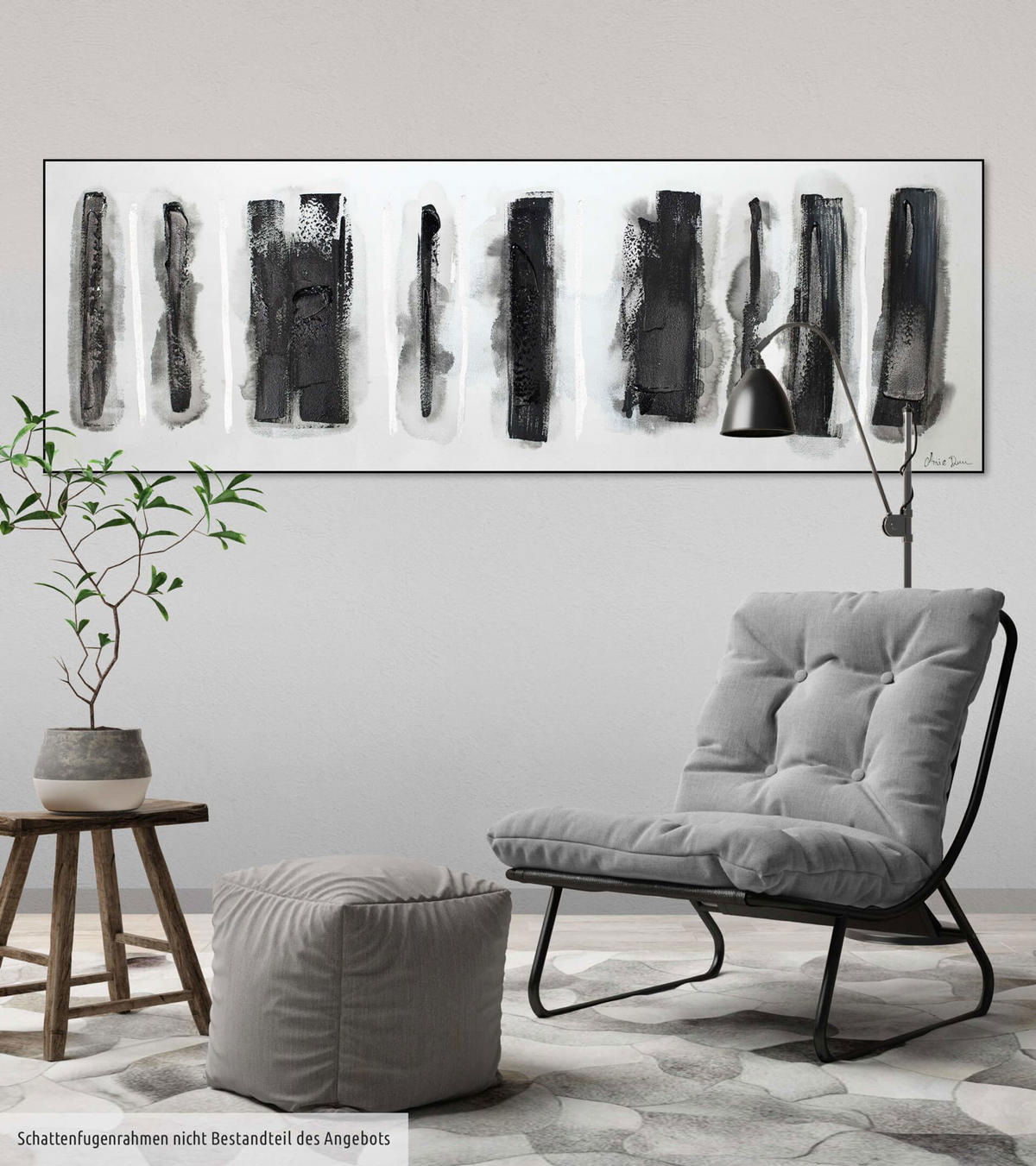 ACRYLBILD HANDGEMALT 150/50 cm - Schwarz, Holz/Textil (150/50cm) - KUNSTLOFT