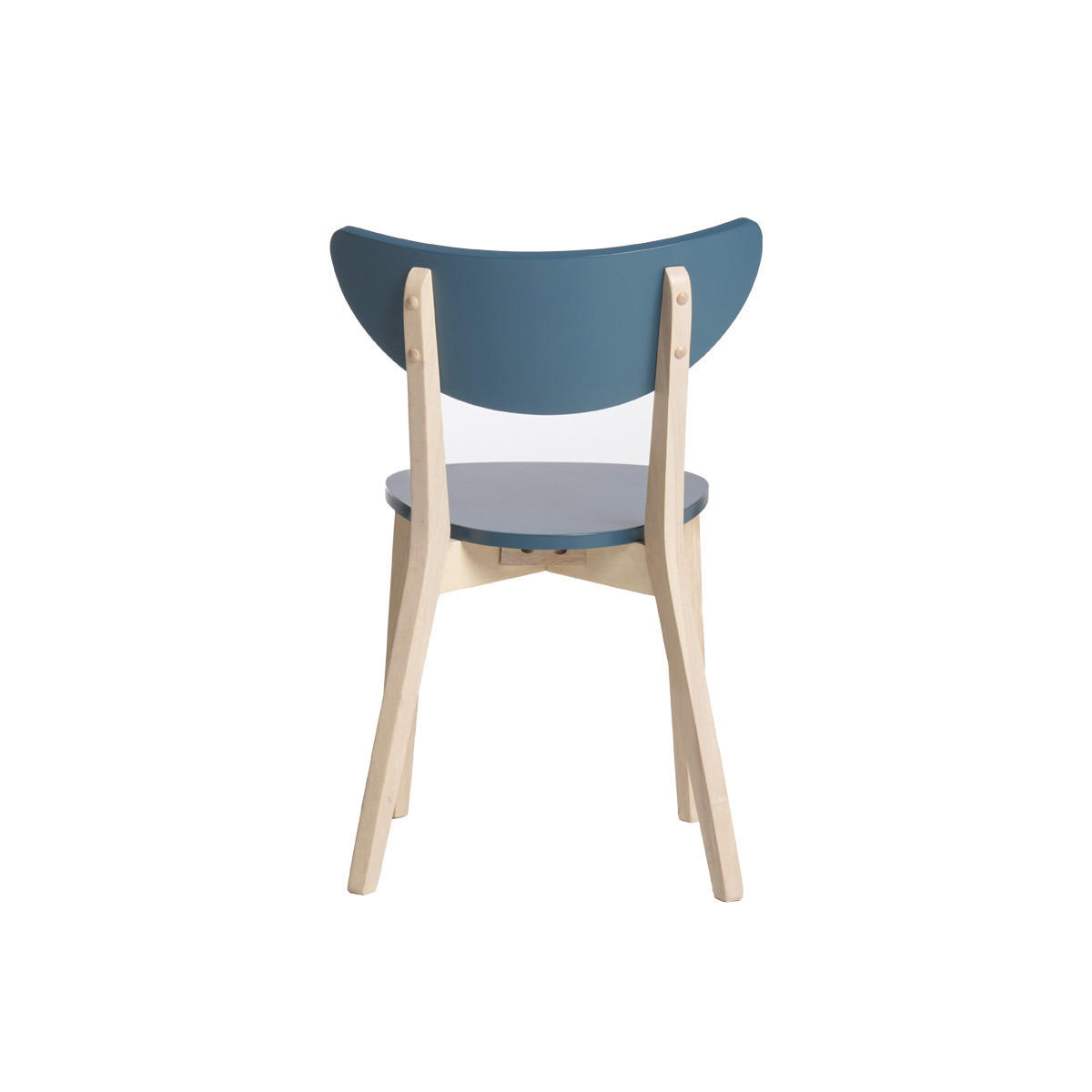 STÜHLE skandinavisch Petrolblau helles Holz (2er-Set) LEENA - Blau, Holz (54.5/80/50cm) - Miliboo