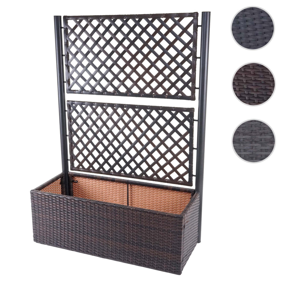 POLY-RATTAN RANKGITTER Braun, Anthrazit - Anthrazit/Braun, Kunststoff (100/142/43cm) - MCW