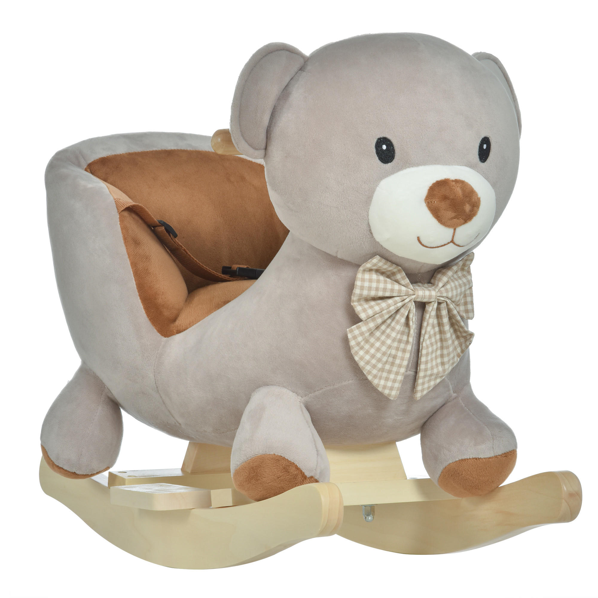 SCHAUKELPFERD DE-18232 mit Soundfunktion und Sicherheitsgurt Grau-Braun - Grau, Holz (33/50/60cm) - ComfortXL