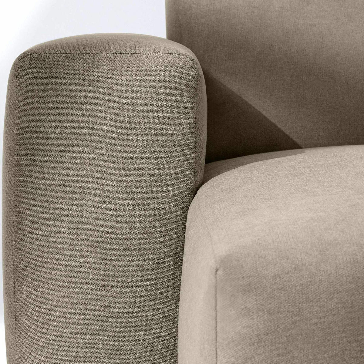 ECKSOFA LINKS MUDI in moderner Optik mit hochwertigem Kaltschaum, Cord-Stoff, Ecru - Ecru/Schwarz, Textil (280/160cm) - KONSIMO®