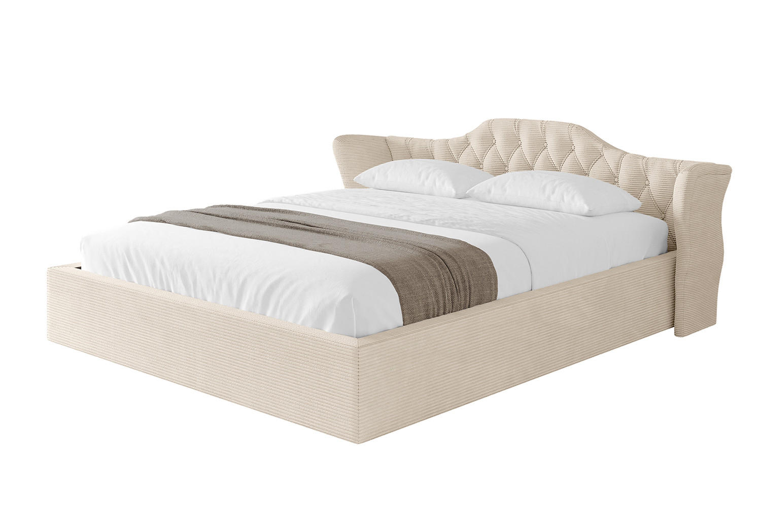 POLSTERBETT mit Bettkasten und Lattenrost, Boxbett ohne Matratze - ZORAN-V1 120x200 Beige - Creme, Holzwerkstoff/Textil (120/200cm) - ALTDECOR