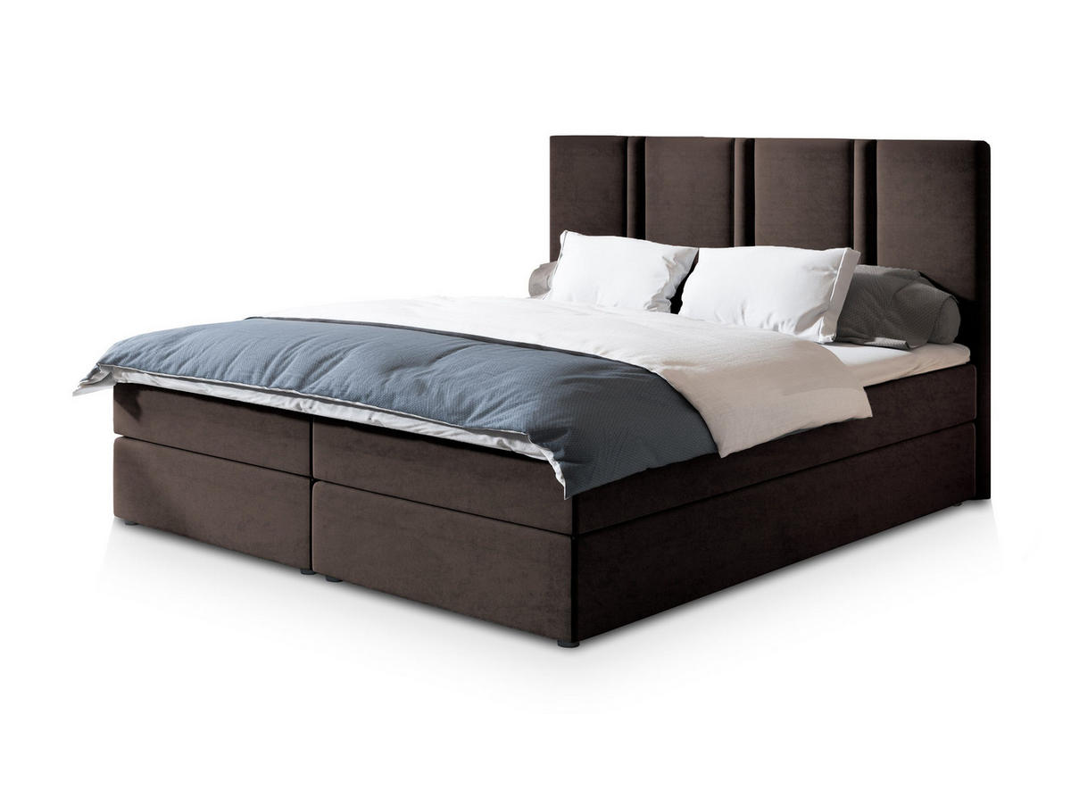 POSTEL BOXSPRING LARIO 180x200 cm, s matrací a úložným prostorem, hnědá - hnědá, kompozitní dřevo/textil (180/200cm) - MASSENO