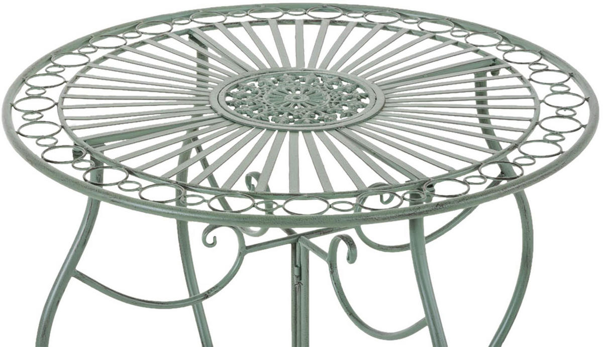 GARTENTISCH rund Ø70 cm Metall Antik-Grün - Grün, Metall (70/70/72cm) - CLP