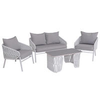 GARTENGARNITUR Lounge-Set Hellgrau - Grau, Metall - PROREGAL