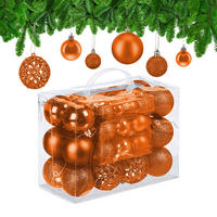 50-TLG.WEIHNACHTSKUGELN-SET - Orange, Kunststoff (6/7/6cm) - Relaxdays