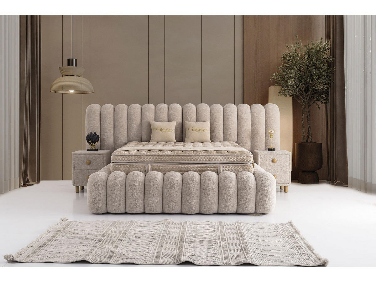 POLSTERBETT Marsel 120x200 Beige - Beige, Textil/Metall (120/200cm) - Villa Möbel