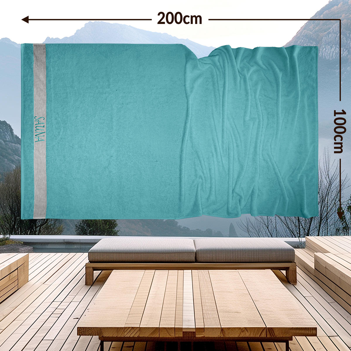SAUNAHANDTUCH Lima Pfefferminze 100x200 cm - Grün, Naturmaterialien (100/200cm) - Lashuma