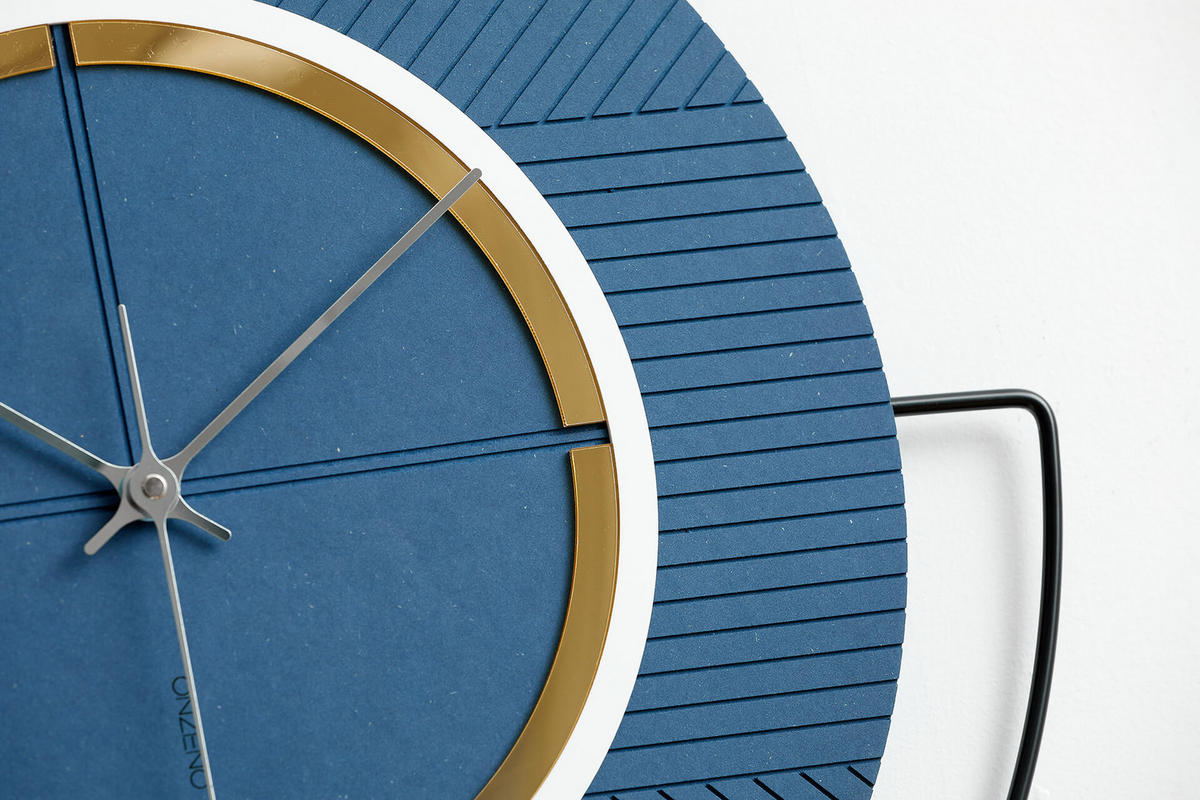 WANDUHR Design Blau 55/50 cm - Blau, Holzwerkstoff/Metall (1.8/50/1cm) - ONZENO
