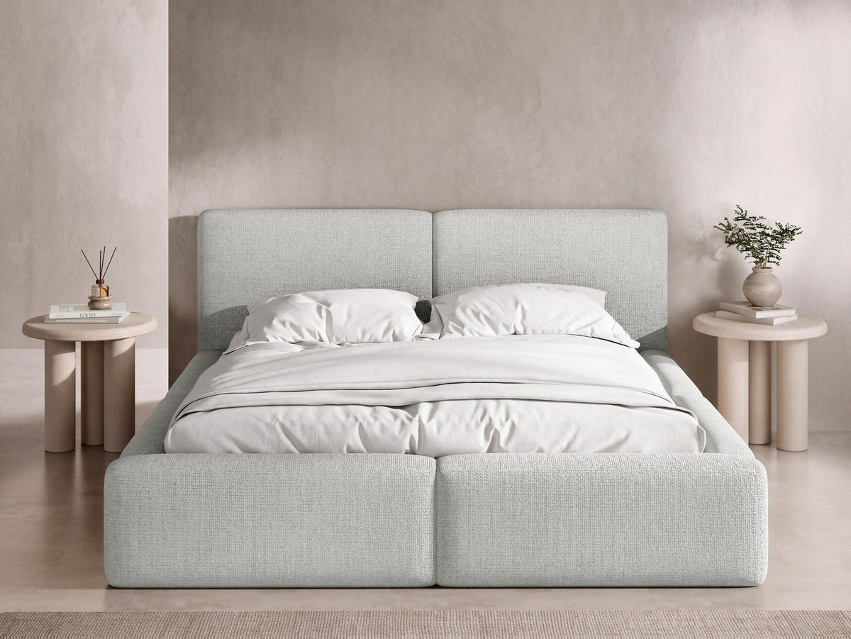 POLSTERBETT Duo mit Bettkasten, Lattenrost & gepolsterten Füßen in Grau Chenille 120x200 cm - sivá/farba brezy, kov/textil (120/200cm) - WFL GROUP
