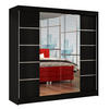 SCHWEBETÜRENSCHRANK Basti V - 200 cm - Schwarz, Holzwerkstoff/Metall (200/215/58cm) - Sofnet