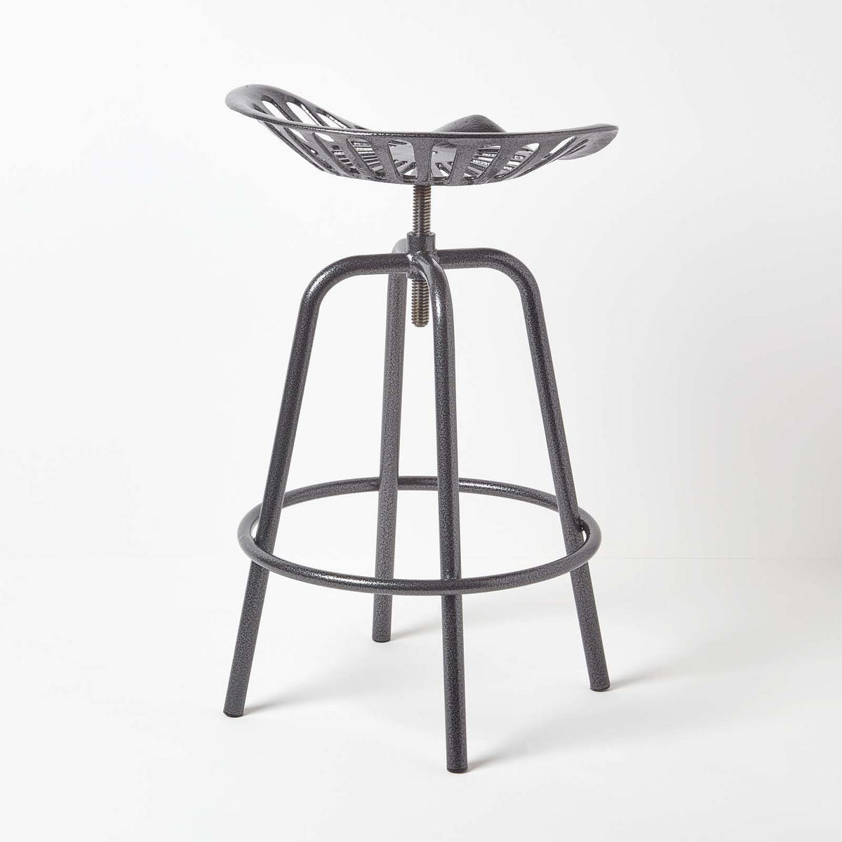 BARHOCKER Traktorsitz, Metall im Vintage-Look, höhenverstellbar - Grau, Metall (47/74/50cm) - Homescapes